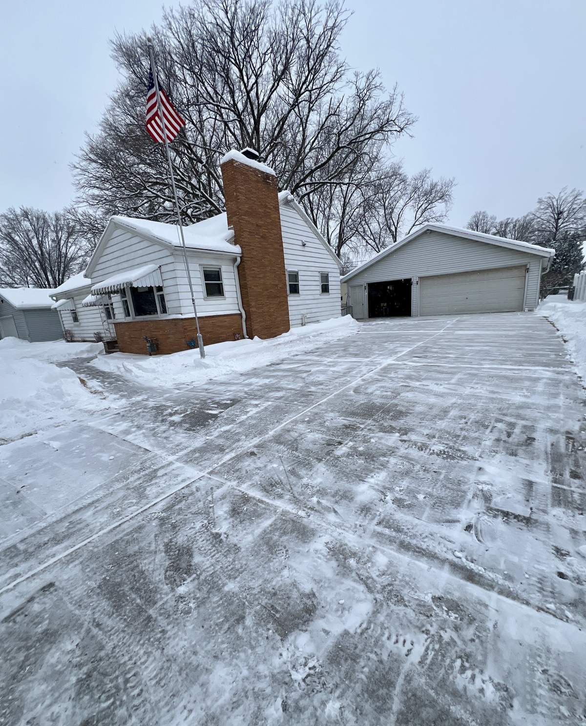 Driveway after snow removal in Green Bay, WI